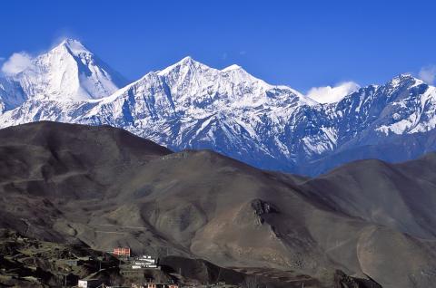 Muktinath au pied du Thorong pass dans la région des Annapurnas au Népal