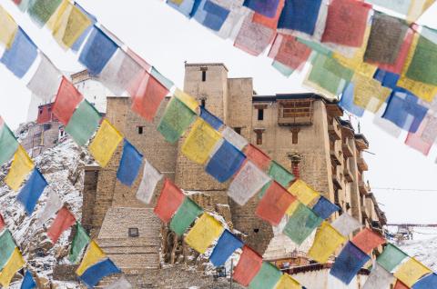 Palais royal de Leh au Ladakh en hiver en Himalaya en Inde