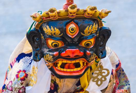 India, Kashmir, Ladakh, Leh, Likir monastery, religious mask dance performed by the monk's