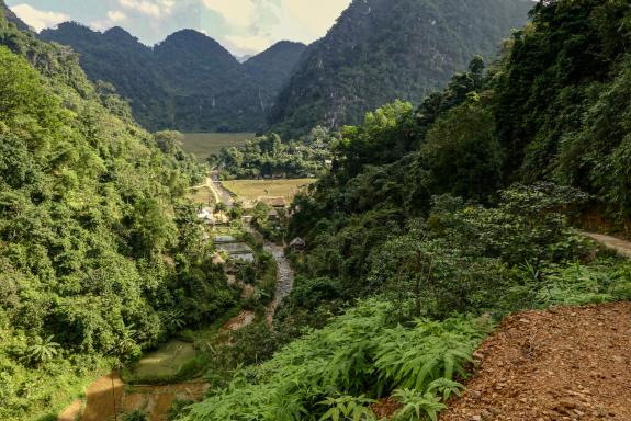 Trek à travers une vallée montagnarde dans la région de Mai Chau