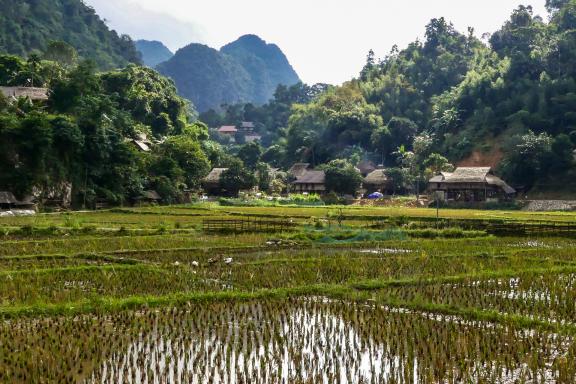 Trek dans une vallée de la région de Pu Luong non loin de la frontière laotienne