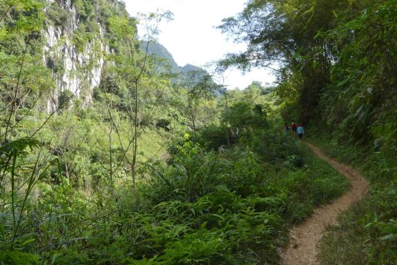 Randonnée sur un sentier montagnard dans la région de Mai Chau