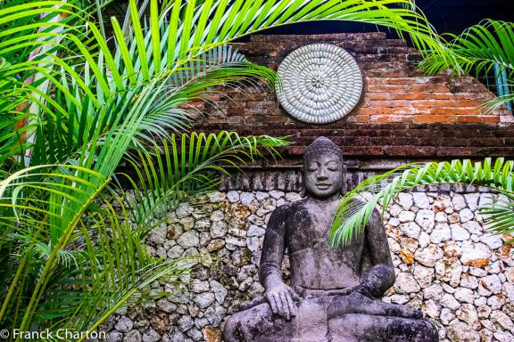 Rencontre avec un bouddha dans un temple sur l'île de Java